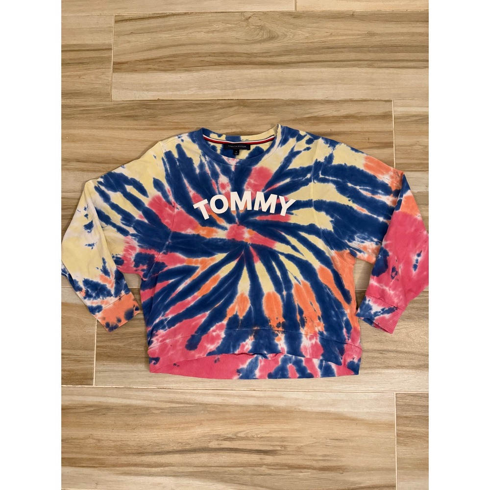Tommy‎ Hilfiger Tie Dye Crop Sweatshirt Womens Medium Pullover